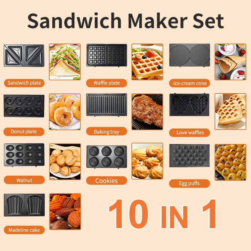 Sandwich Press Grill - جهاز منزلي متعدد الوظائف 10 في
