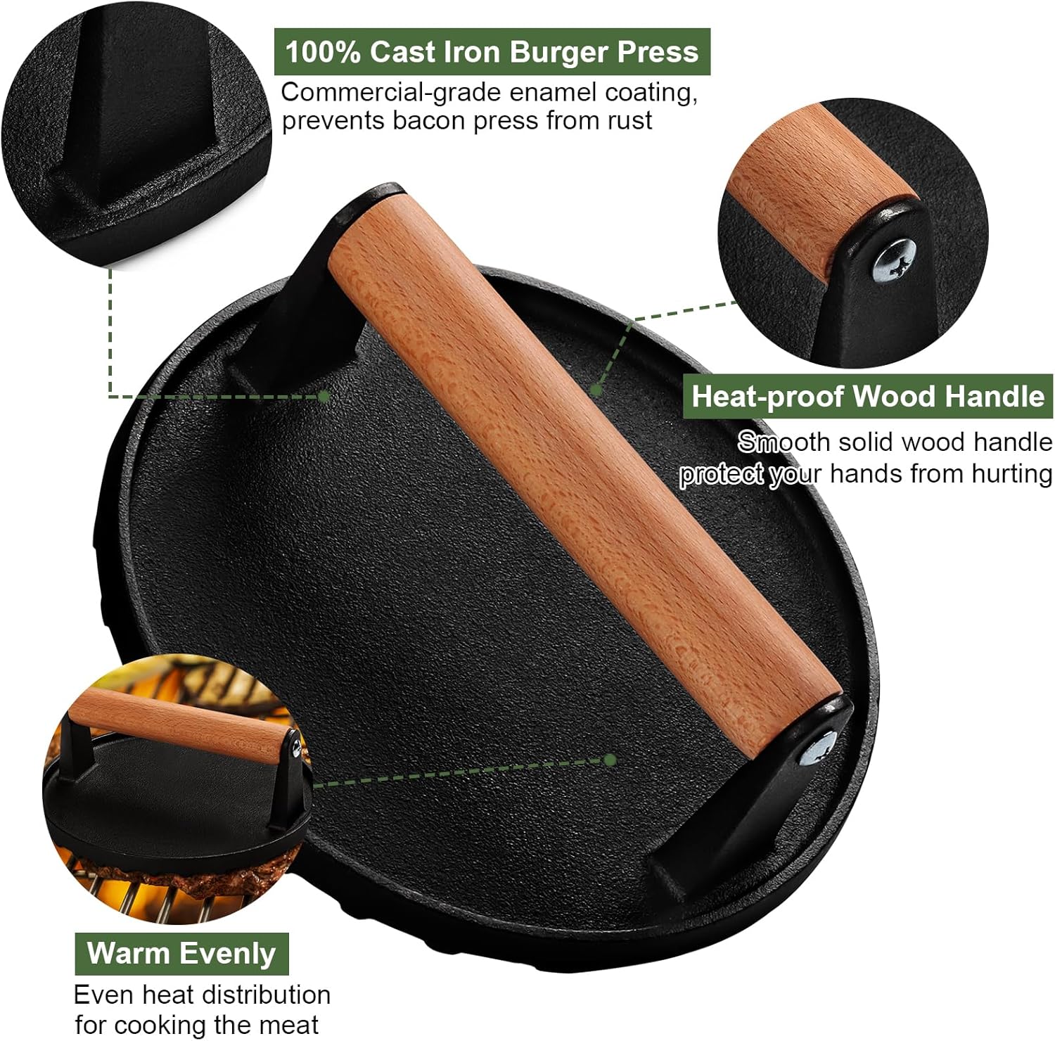 مكبس برجر EWFEN، مكبس لحم دائر - مراجعة Sandwich Press Grill وسعره